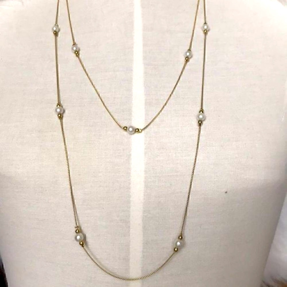 14k gold plated pearls necklace